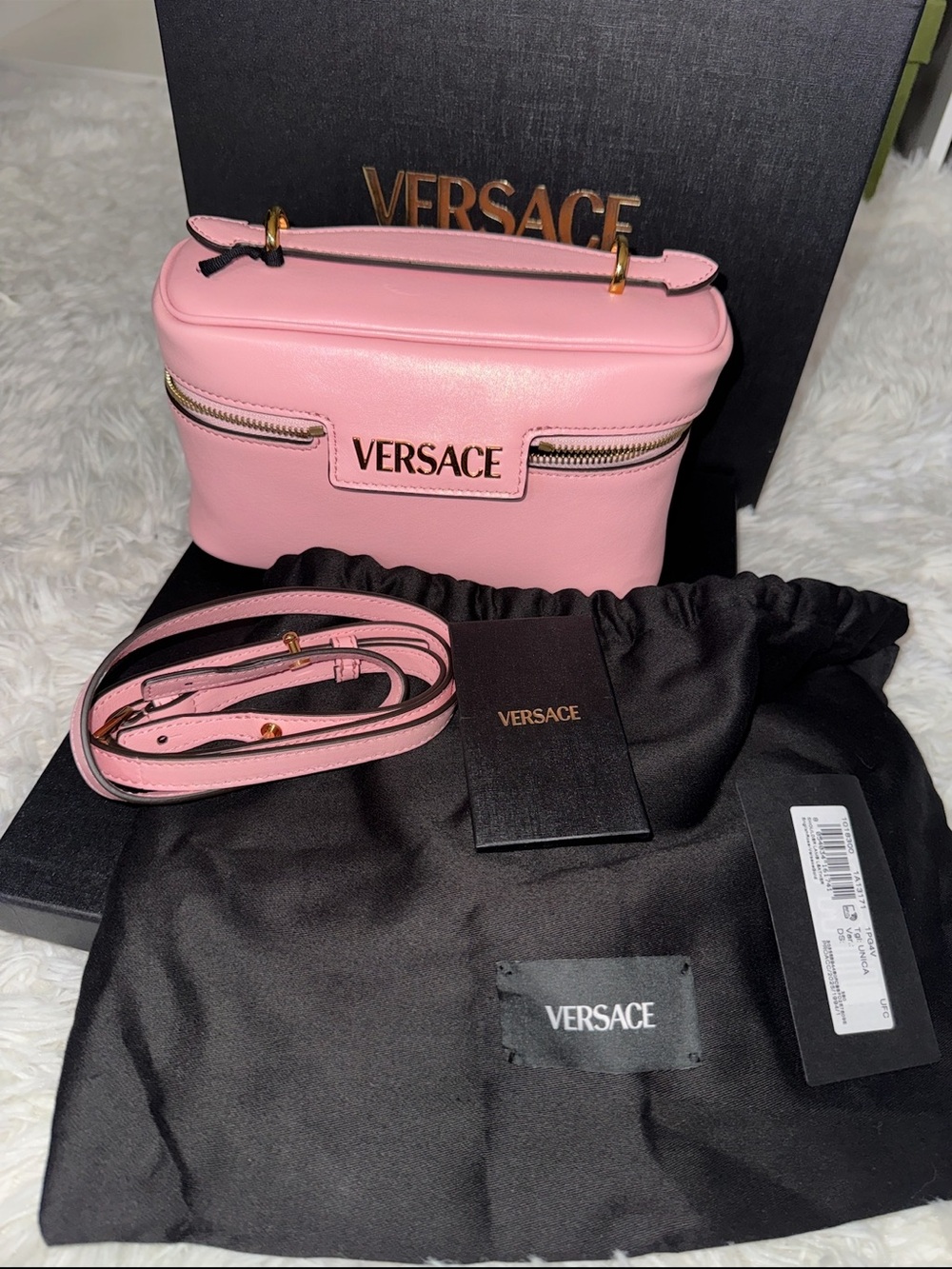 Versace Pink Leather Top-Handle Crossbody Bag